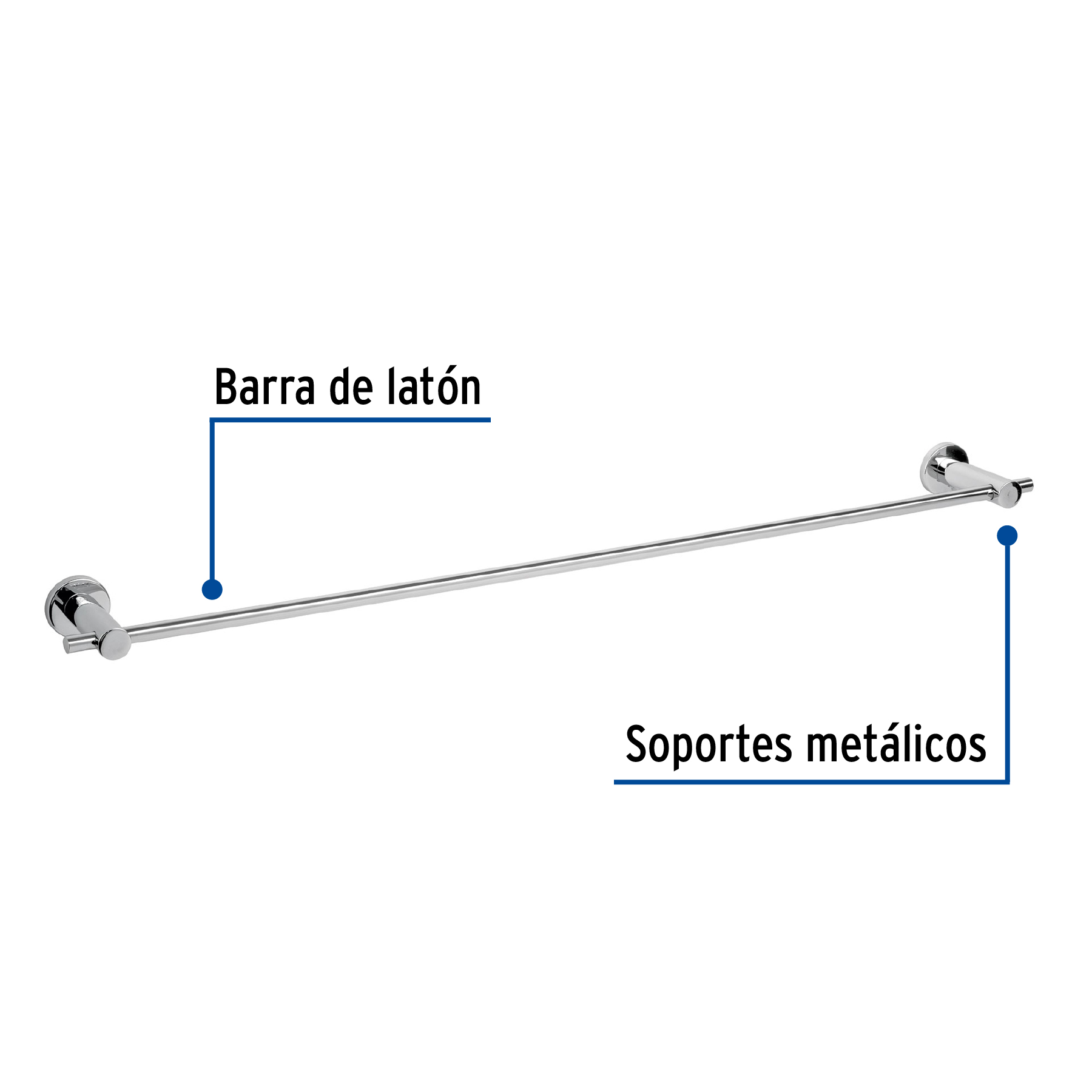 Toallero de barra de latón acabado cromo, FOSET ELEMENT - Imagen 3