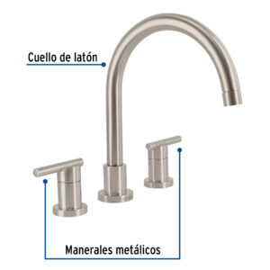 Mezcladora satín cuello alto para fregadero, FOSET ELEMENT - Imagen 3
