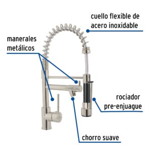 Monomando con doble salida para fregadero, Satín, ELEMENT - Imagen 3
