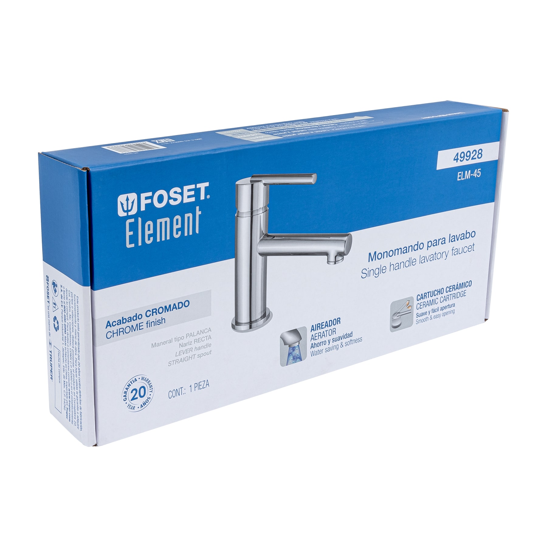 Monomando corto cromo para lavabo, FOSET ELEMENT - Imagen 5
