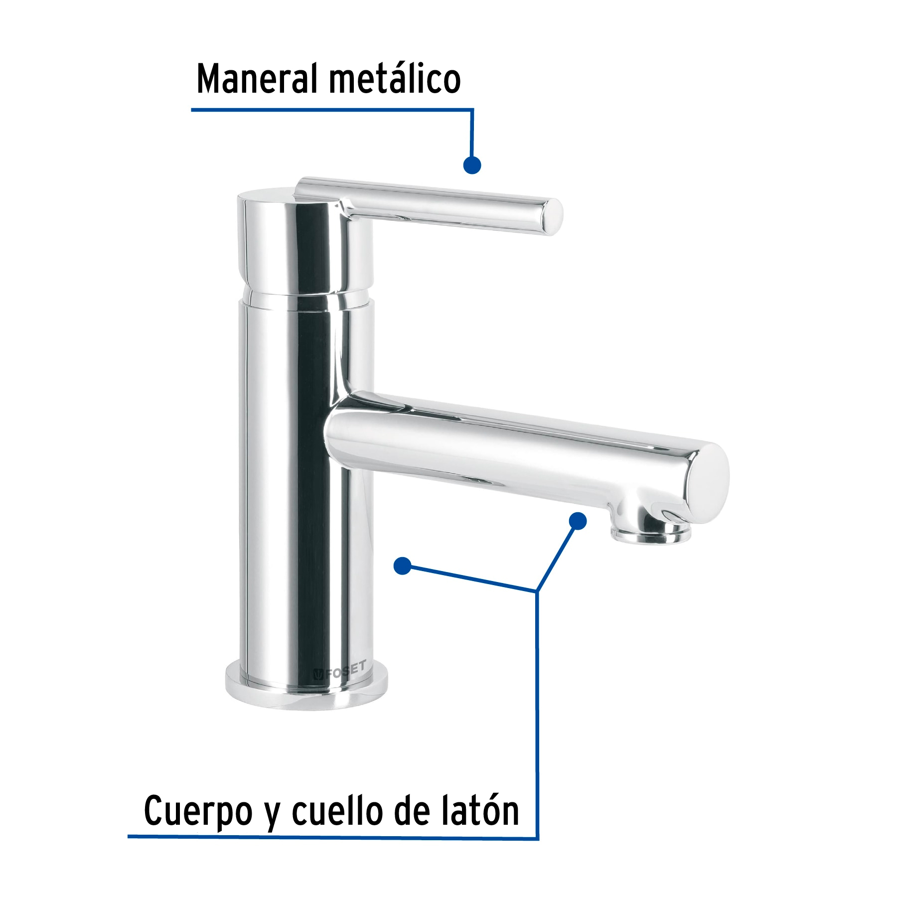 Monomando corto cromo para lavabo, FOSET ELEMENT - Imagen 3