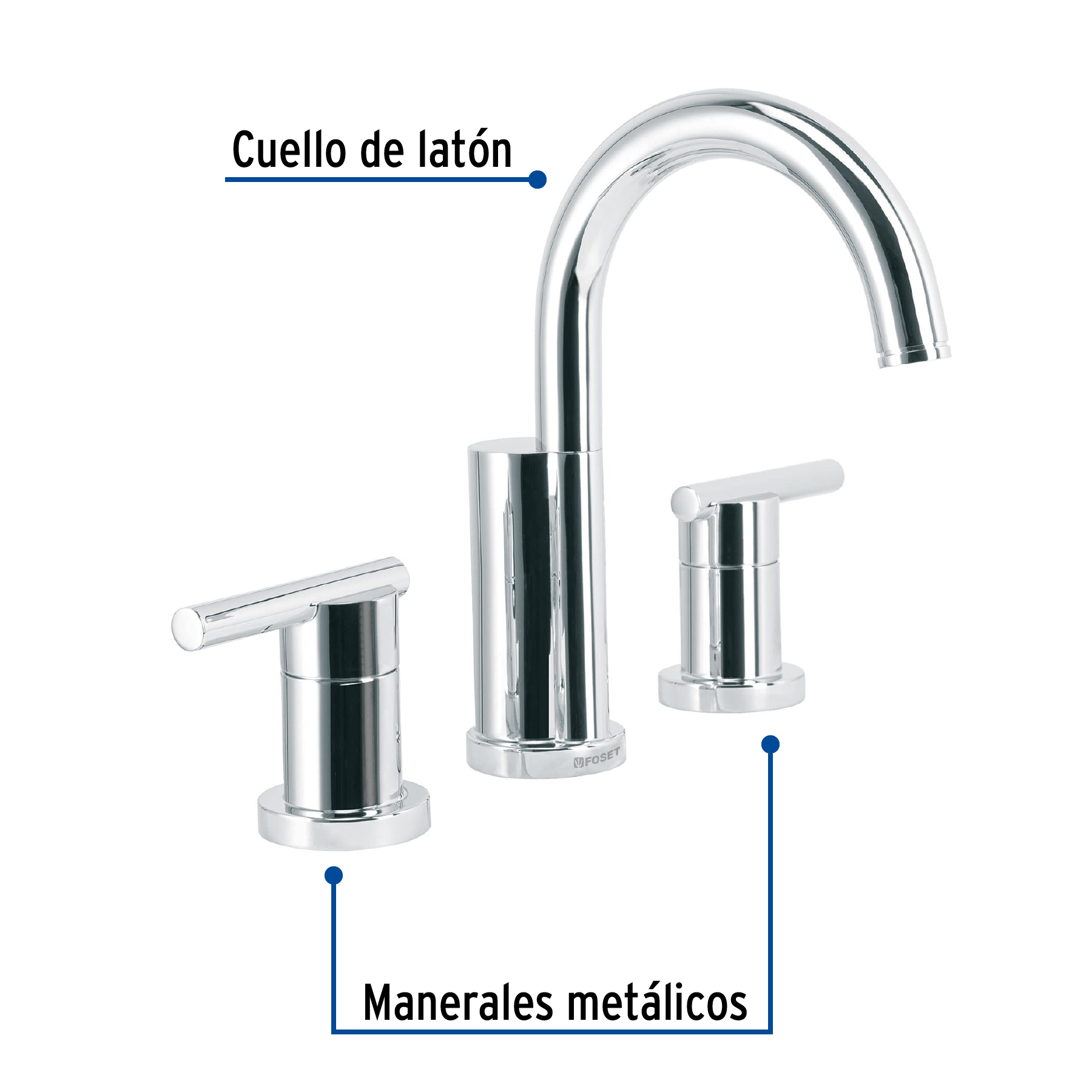Mezcladora cromo para lavabo con taladros separados, ELEMENT - Imagen 3