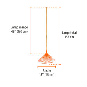 Escoba metálica para jardín, curva, 22 dientes, mango 48' - Imagen 3