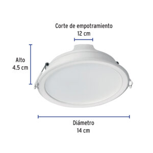 Luminario LED empotrable 12 W 6500 K, redondo, VOLTECK BASIC - Imagen 5