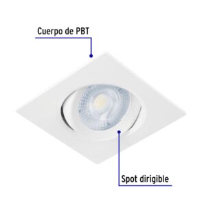 Luminario LED empotrable 5W 6500K, cuadrado, blanco, VOLTECK - Imagen 3