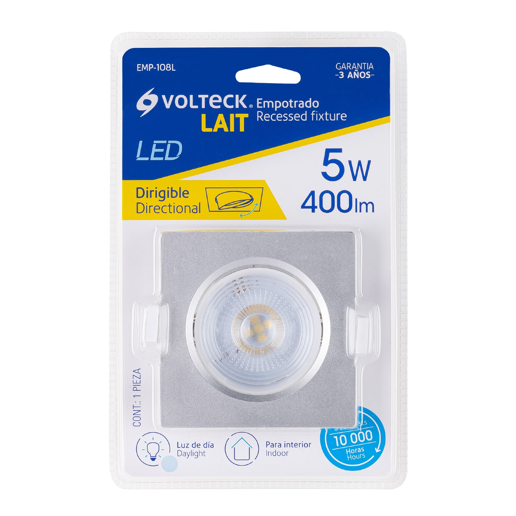 Luminario LED empotrable 5W 6500K, cuadrado, cromo, VOLTECK - Imagen 5