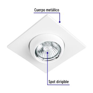 Luminario cuadrado blanco spot esférico, lámpara no incluida - Imagen 3