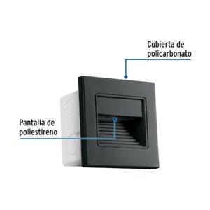 Luminario LED empotrable de cortesía 1W 3000K, negro VOLTECK - Imagen 3