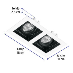 Luminario empotrable con 2 spots dirigibles, blanco, VOLTECK - Imagen 4