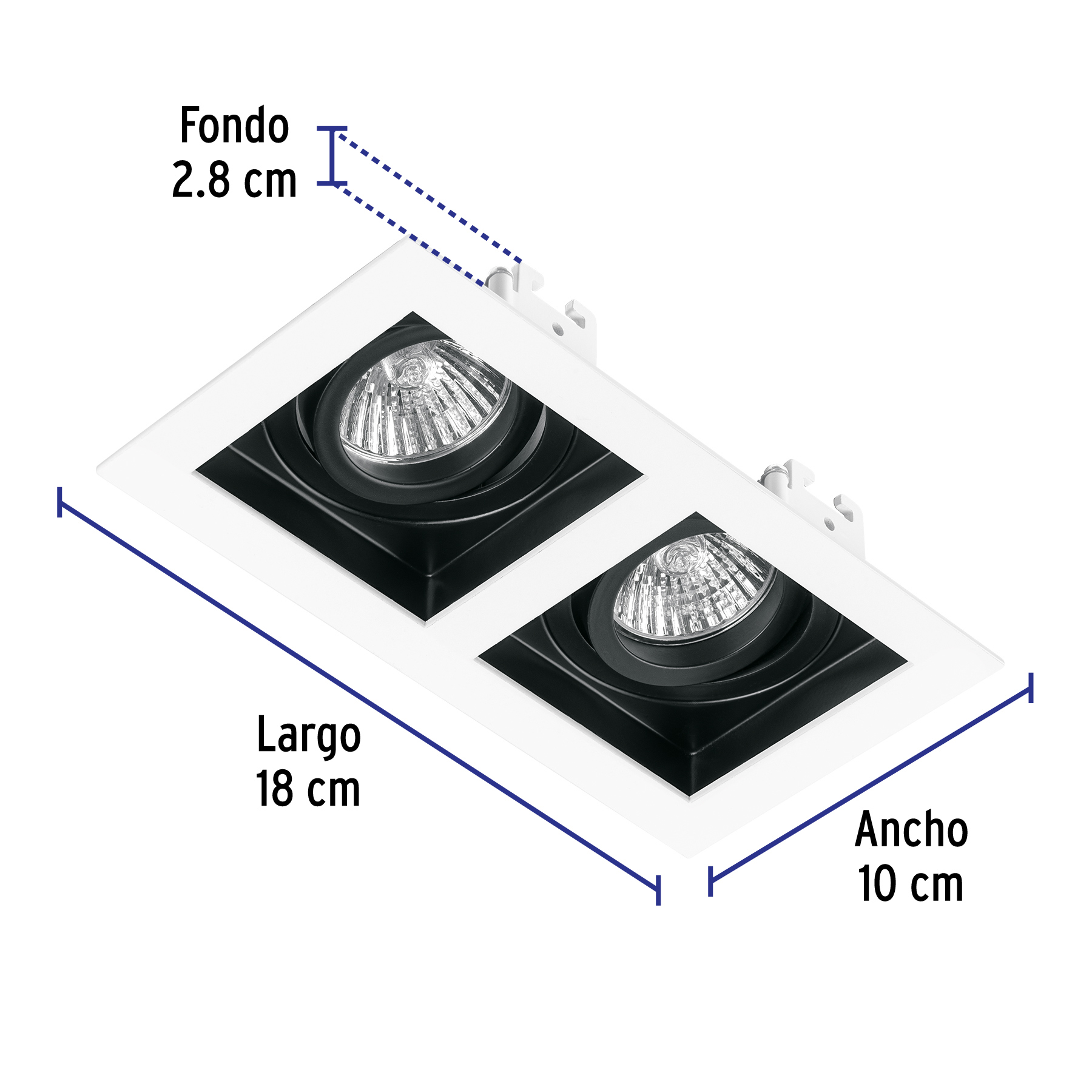 Luminario empotrable con 2 spots dirigibles, blanco, VOLTECK - Imagen 4