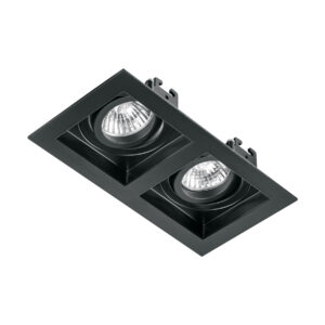 Luminario empotrable con 2 spots dirigibles, negro, VOLTECK