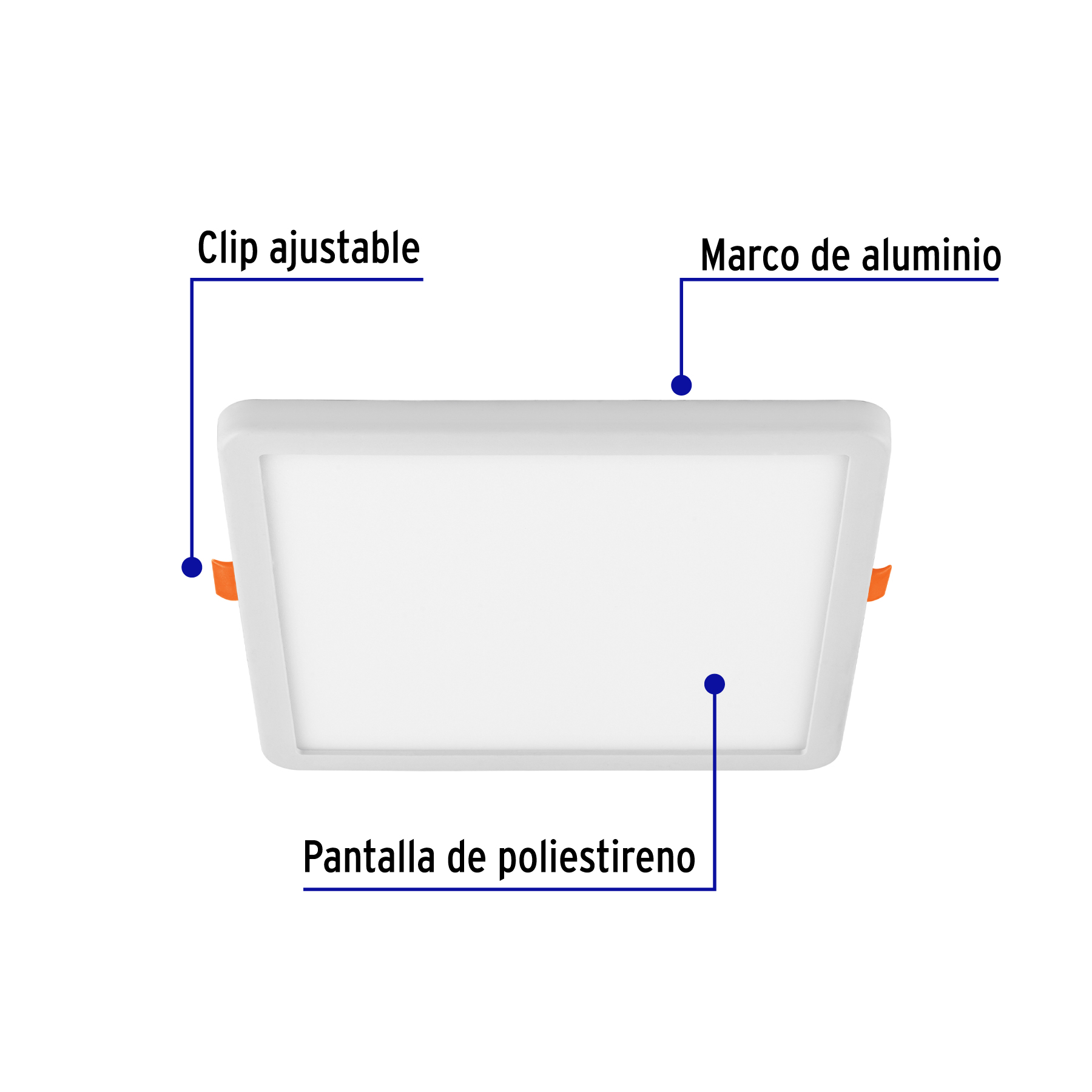 Luminario LED plafón 15W 6500K, ajustable, cuadrado, VOLTECK - Imagen 3