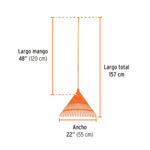 Escoba plástica para jardín, rígida, 22 dientes, mango 48' - Imagen 3