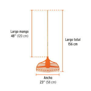 Escoba plástica para jardín, flexible, 23 dientes, mango 48' - Imagen 3