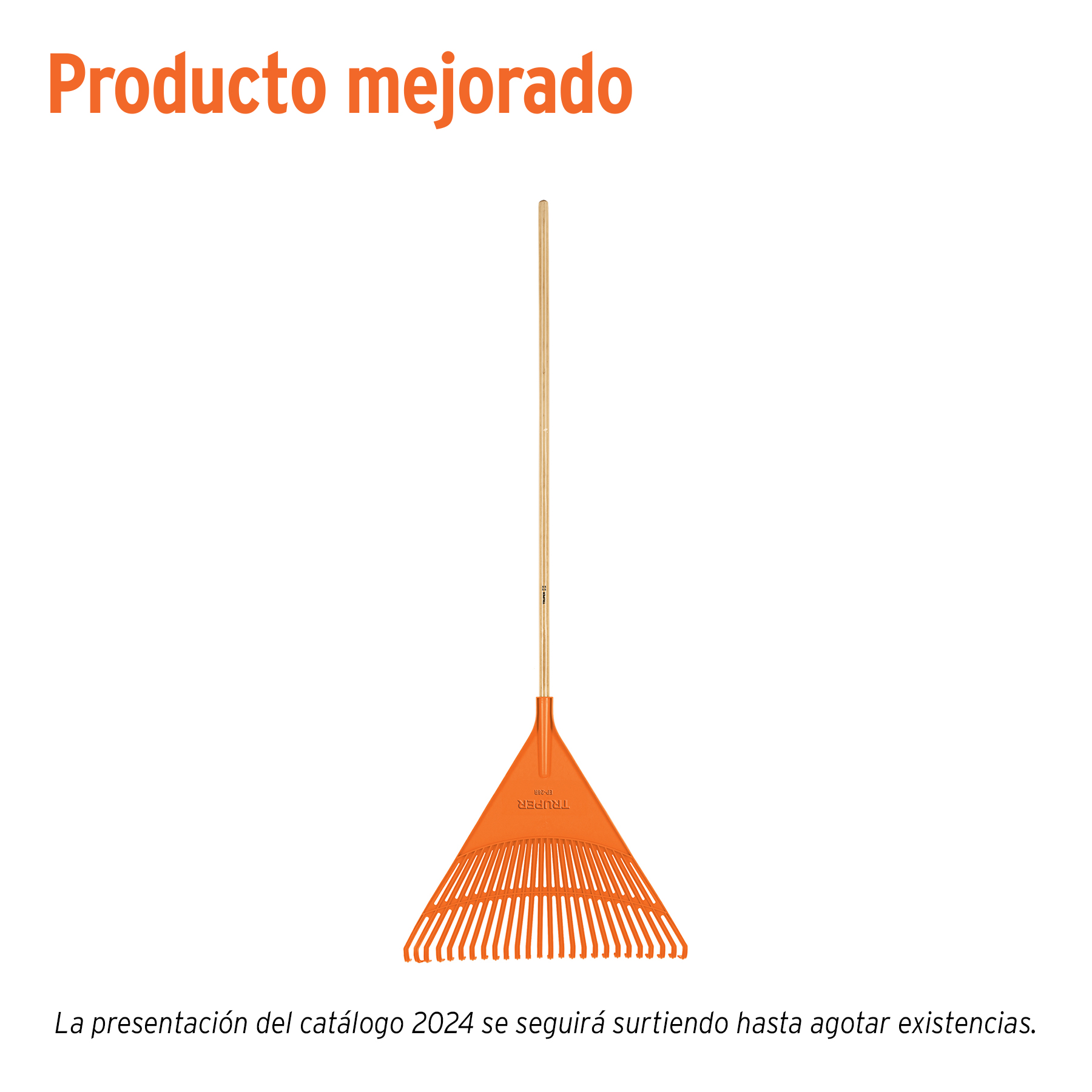 Escoba plástica para jardín, rígida, 26 dientes, mango 48' - Imagen 2