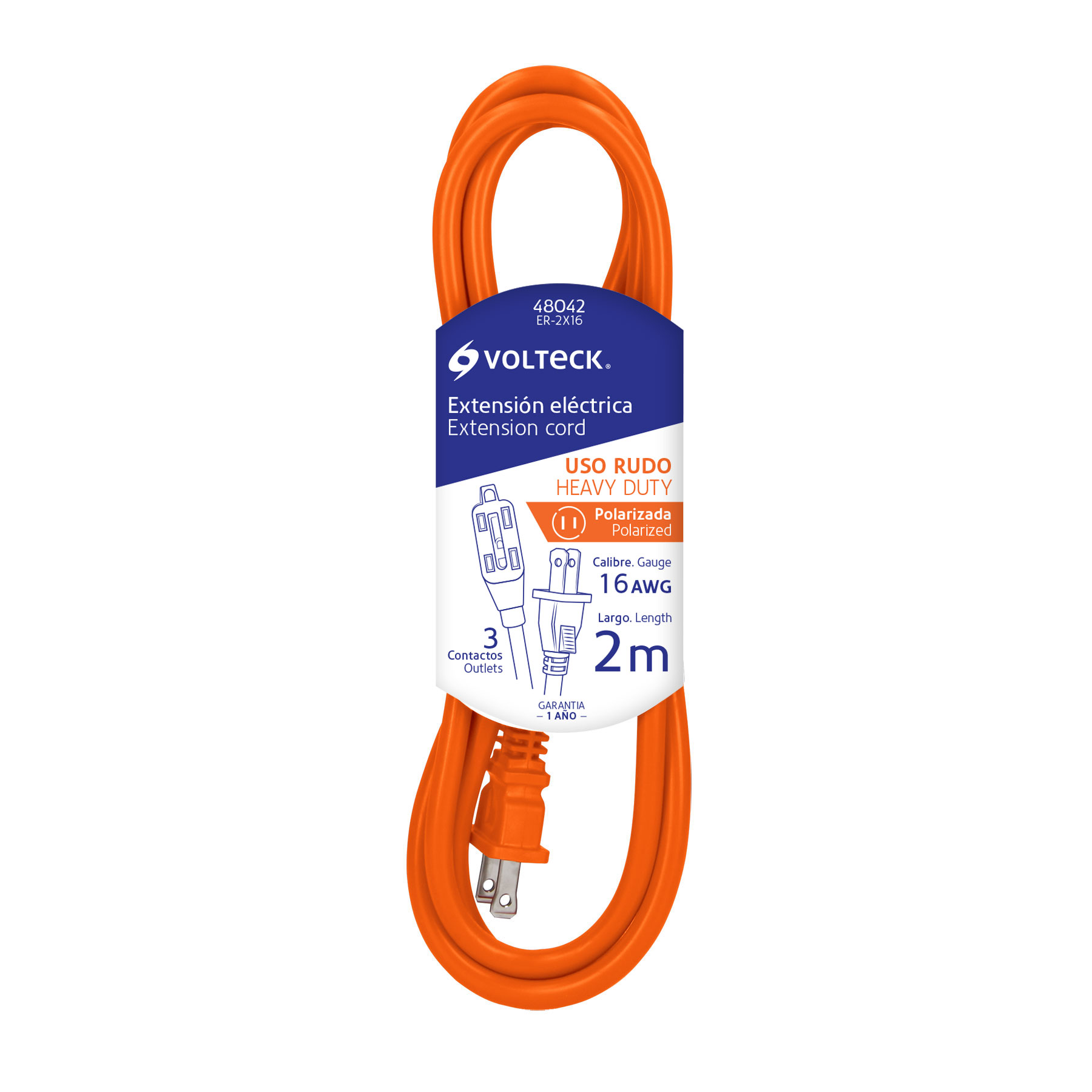 Extensión eléctrica de uso rudo 2 m 2x16 AWG, VOLTECK - Imagen 4