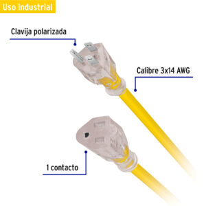 Extensión reforzada aterrizada 8 m 3x14 AWG, VOLTECK - Imagen 3