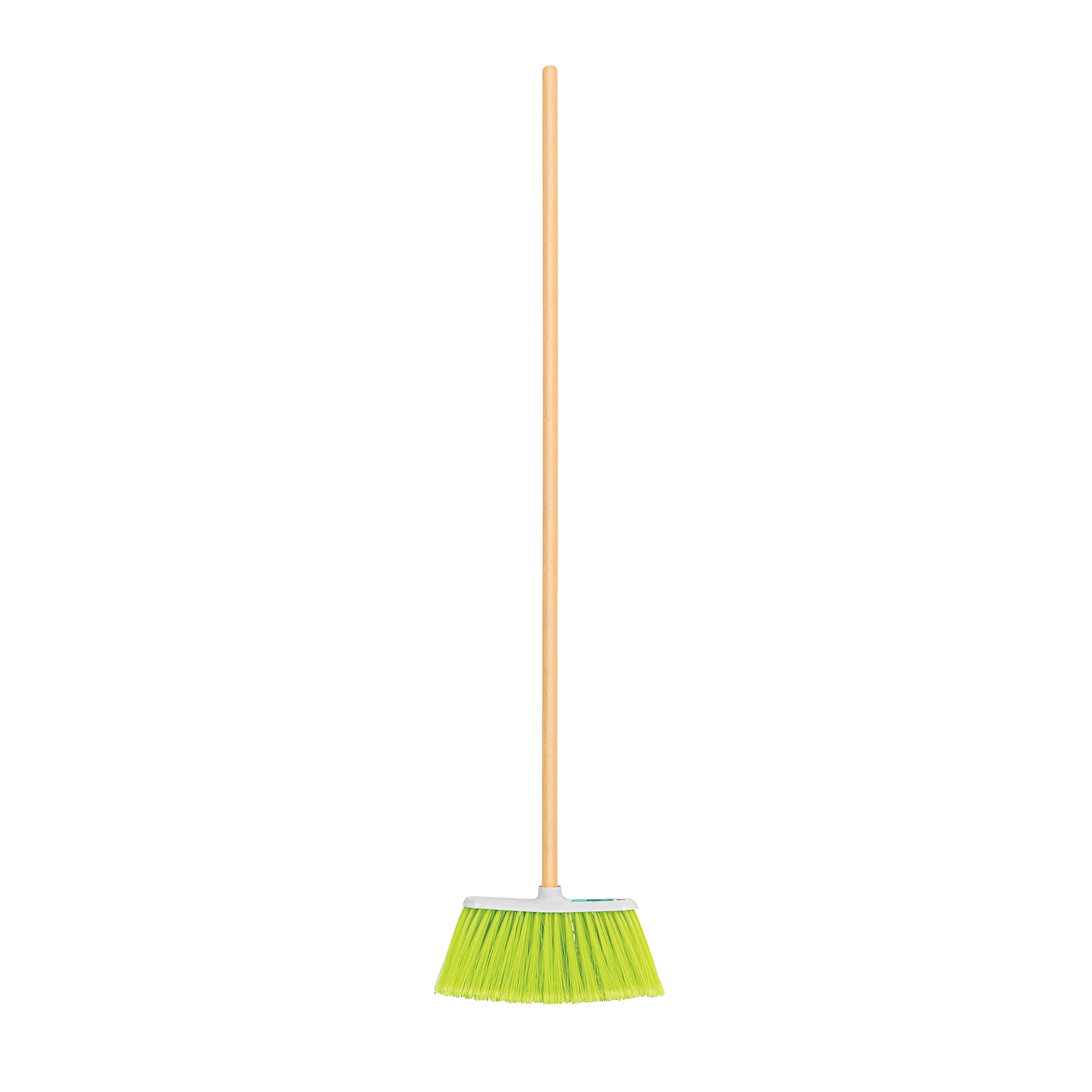 Escoba mediana tipo cepillo, cerdas de PVC, bastón de madera - Imagen 2
