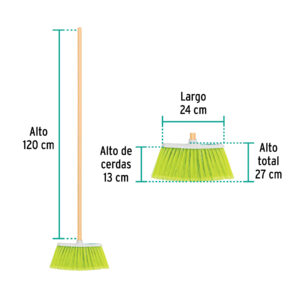 Escoba mediana tipo cepillo, cerdas de PVC, bastón de madera - Imagen 5