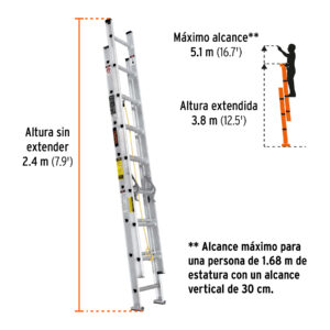 Escalera de extensión, tipo III, 16 peldaños, TRUPER - Imagen 4