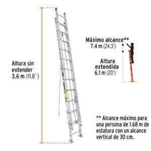 Escalera de extensión, tipo III, 24 peldaños, TRUPER - Imagen 4