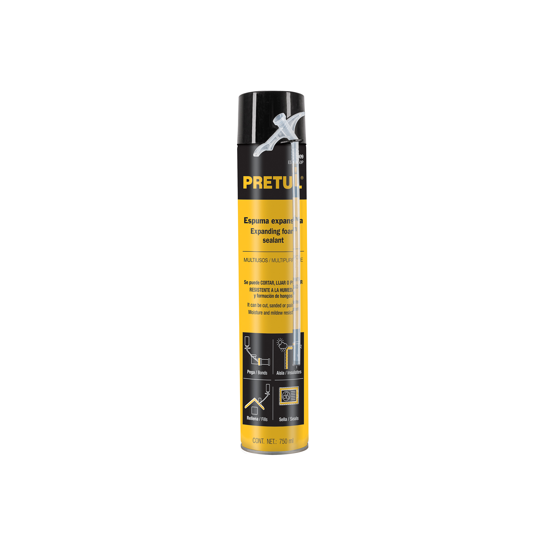 Espuma expansiva de poliuretano, 750 ml, PRETUL - Imagen 2