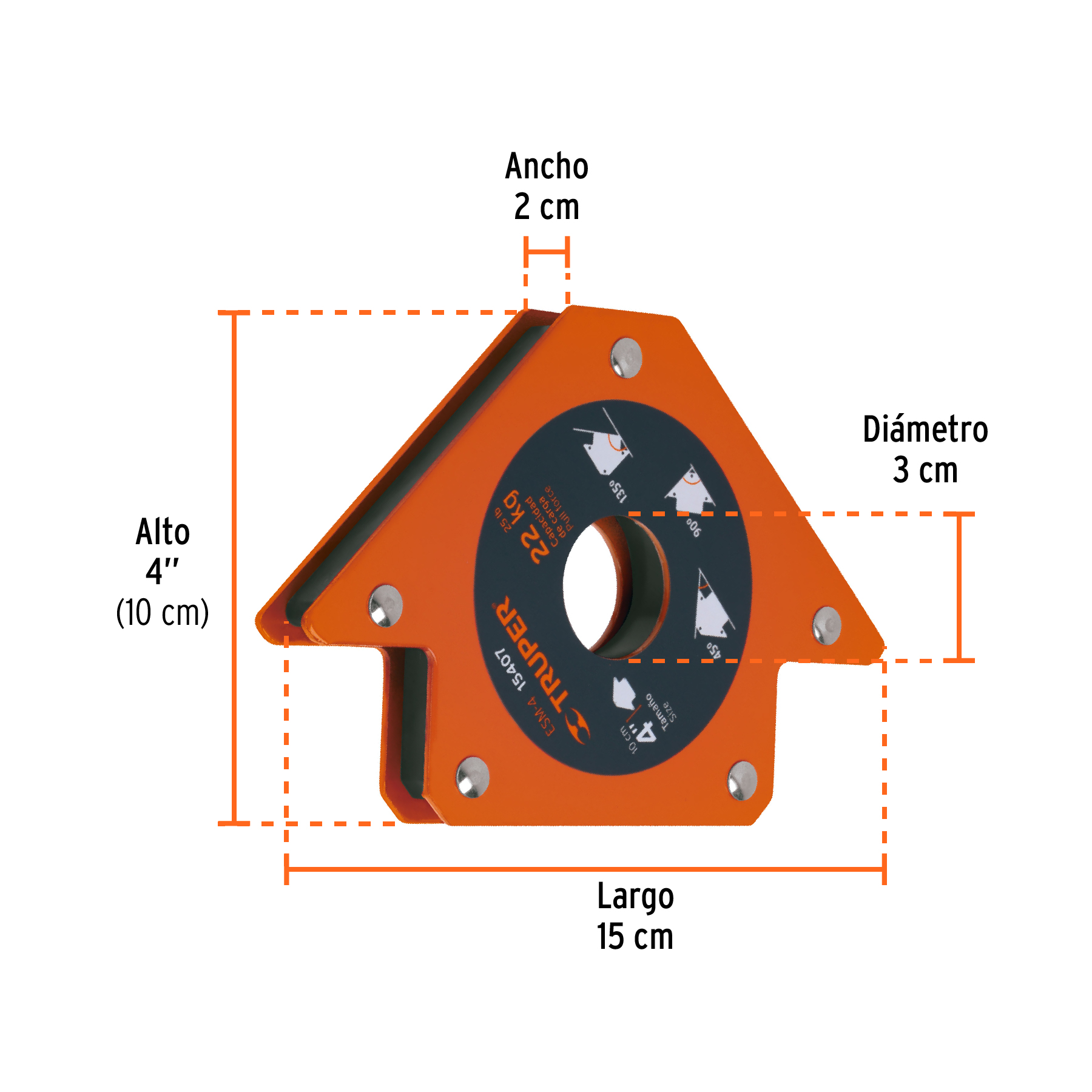 Escuadra magnética para soldar de 4', carga 22 kg, TRUPER - Imagen 3