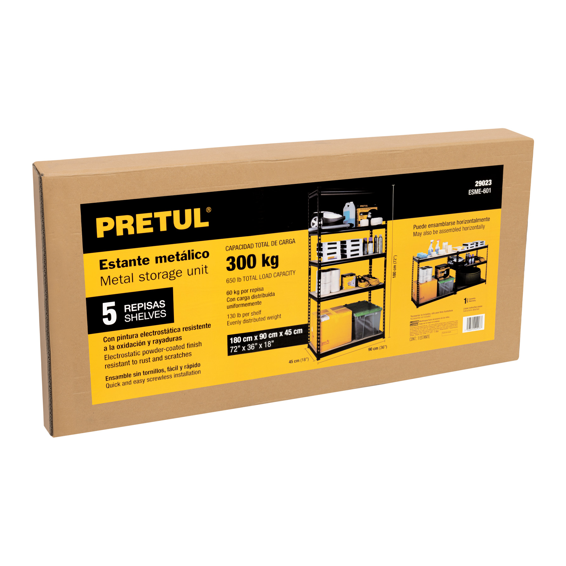 Estante metálico 5 repisas capacidad 60kg, 90x45x180, PRETUL - Imagen 6