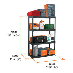 Estante plástico 4 repisas capacidad 70kg, 91x43x142, TRUPER - Imagen 4