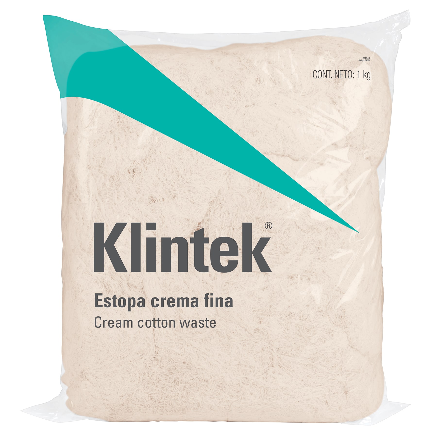 Bolsa de 1 kg de estopa extra fina, color crema, KLINTEK - Imagen 2