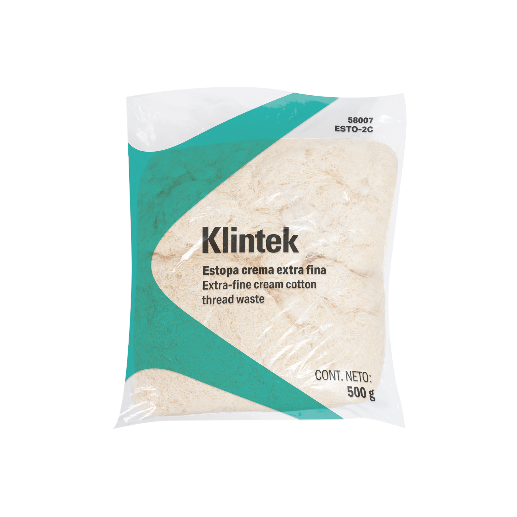 Bolsa de 1/2 kg de estopa extra fina, color crema, KLINTEK - Imagen 2