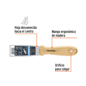 Espátula flexible 1' con mango de madera, TRUPER - Imagen 3