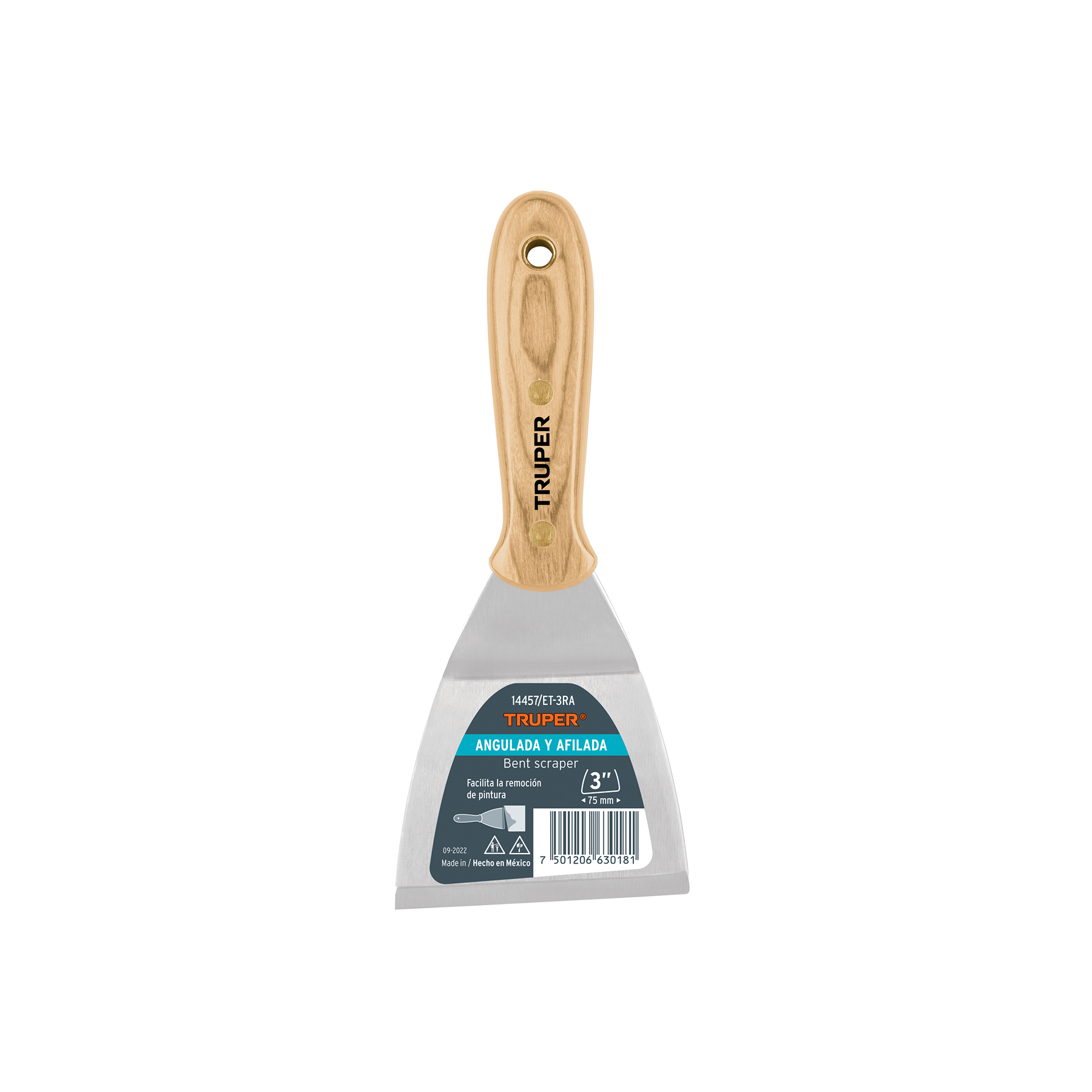 Espátula afilada y angulada 3' con mango de madera, TRUPER - Imagen 2