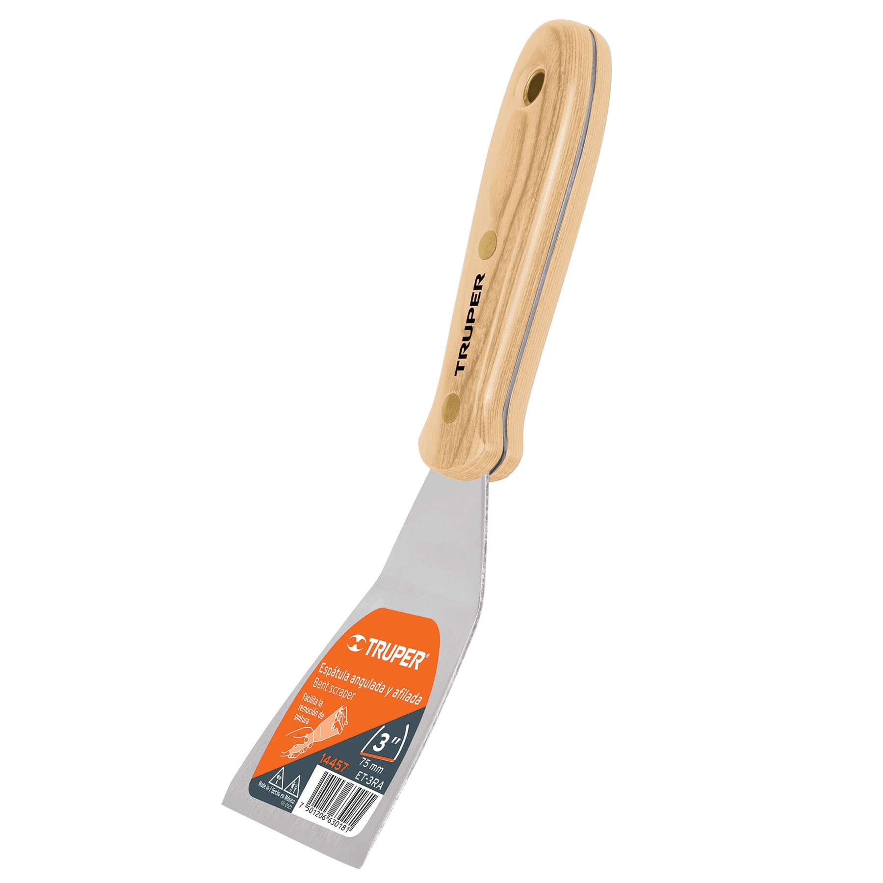 Espátula afilada y angulada 3' con mango de madera, TRUPER - Imagen 3