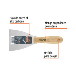 Espátula rígida 3' con mango de madera, TRUPER - Imagen 3