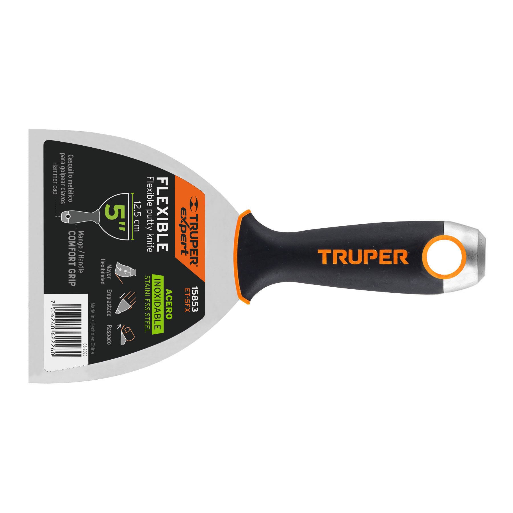 Espátula flexible 5' acero inoxidable, Comfort Grip, EXPERT