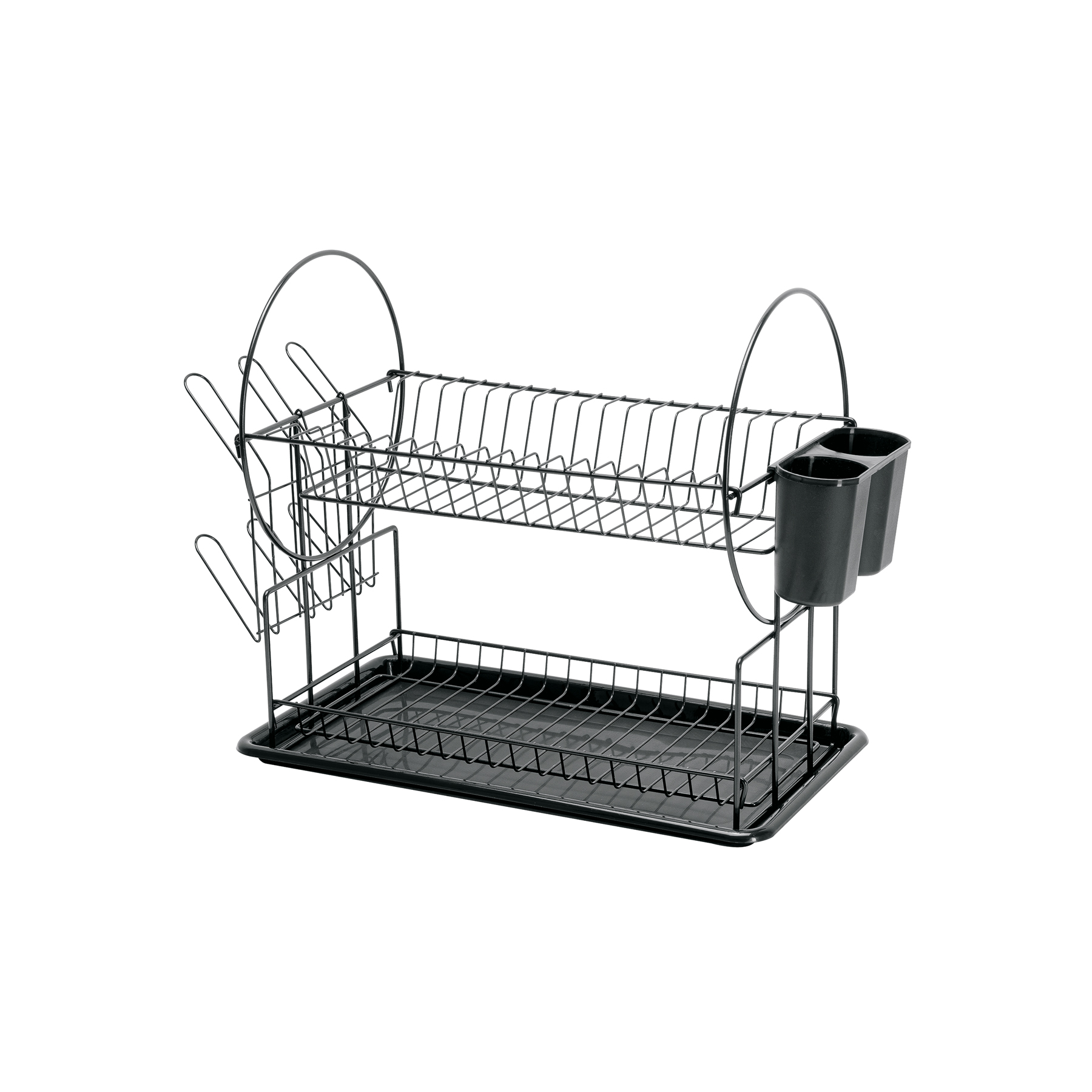 Escurridor negro de acero con 2 niveles para trastes - Imagen 2