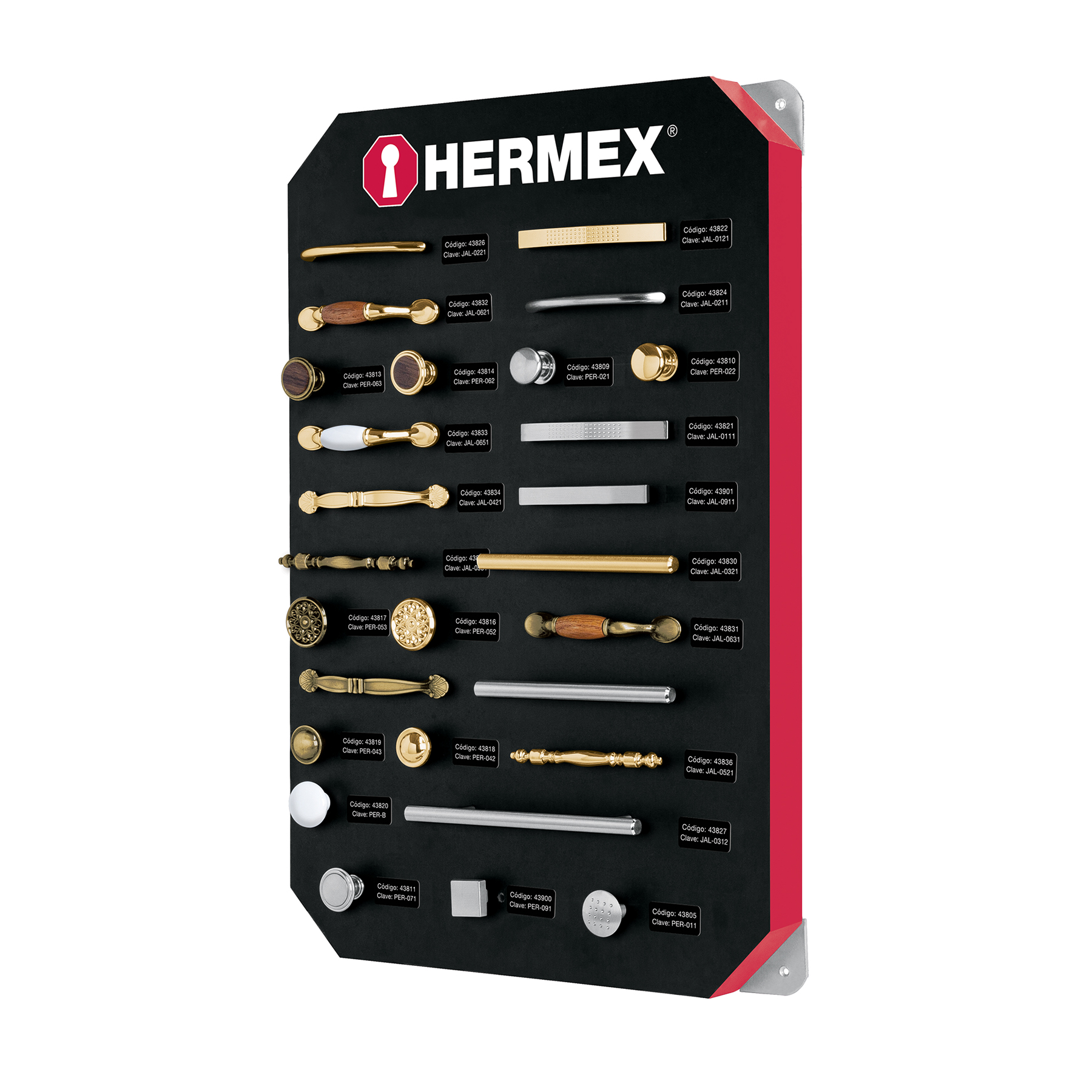 Exhibidor con jaladeras y perillas, 1 tablero, HERMEX - Imagen 2