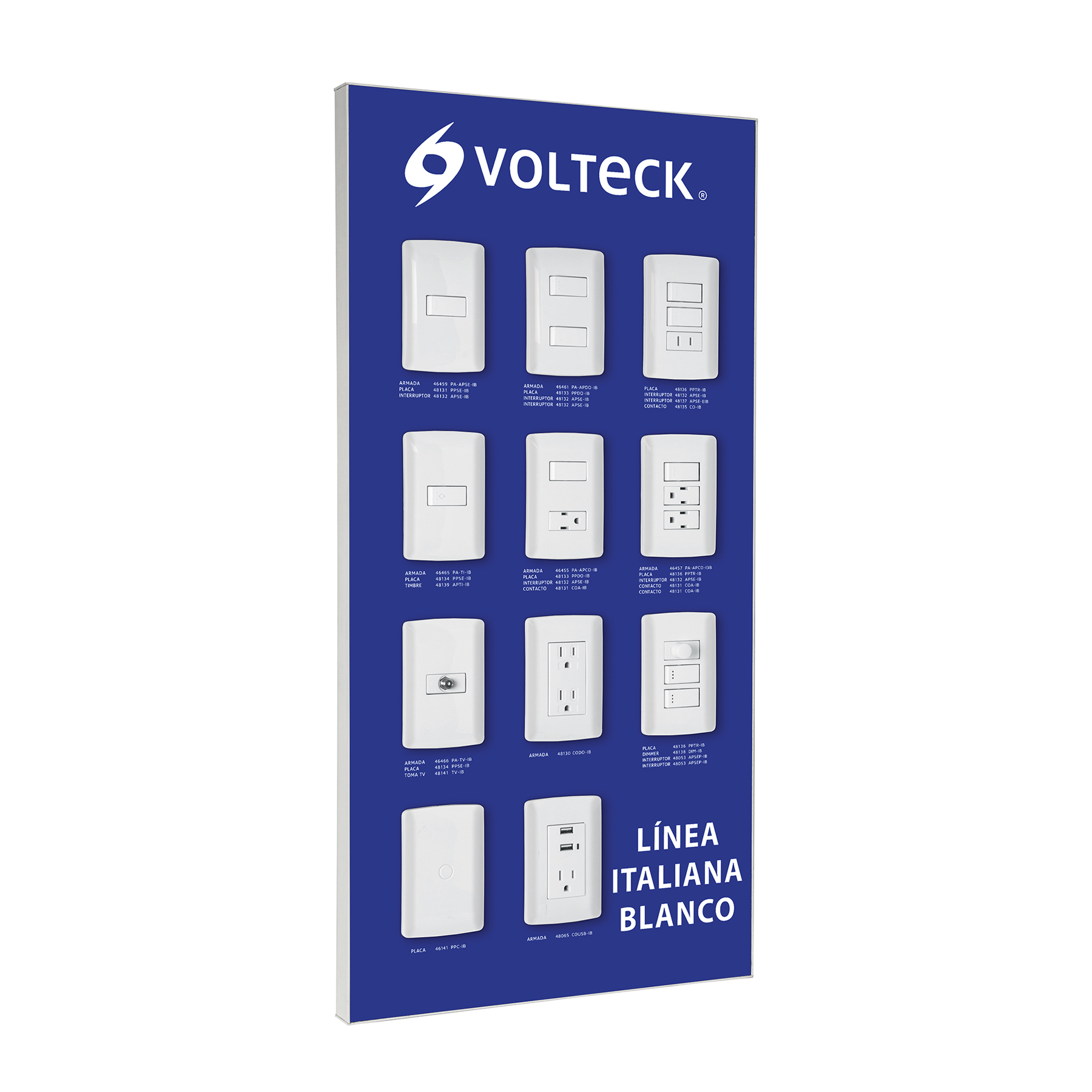 Exhibidor línea italiana blanco, VOLTECK