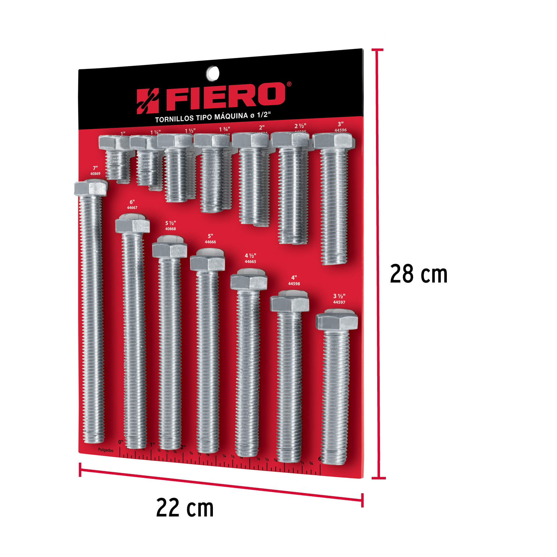 Exhibidor FIERO con tornillos tipo máquina, 1/2' - Imagen 3