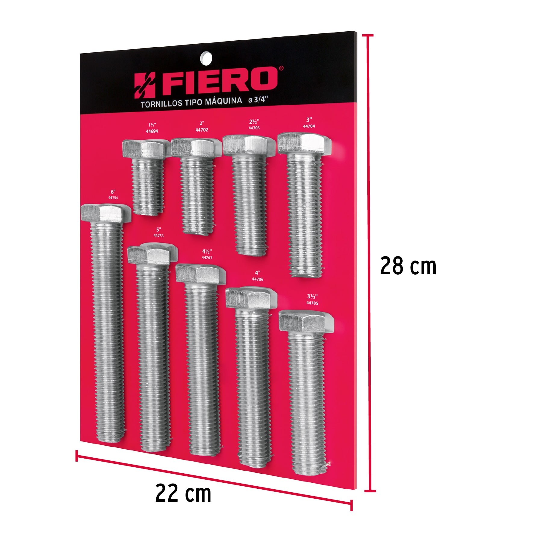 Exhibidor FIERO con tornillos tipo máquina, 3/4' - Imagen 3
