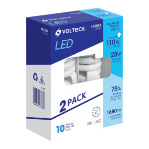 Alternative view of Pack 2 lámparas espiral T4 28 W luz de día, blíster, VOLTECK