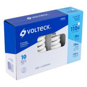 Alternative view of Pack 4 lámparas espiral T4 28 W luz de día, caja, VOLTECK
