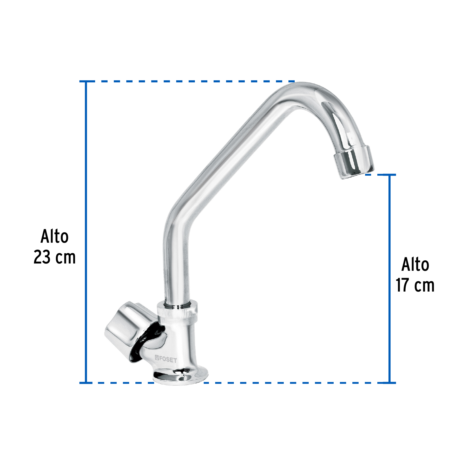 Llave individual fregadero, cuello corto, hexagonal, BASIC - Imagen 4