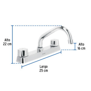 Mezcladora 8' fregadero cromo, cuello corto,hexagonal, BASIC - Imagen 4