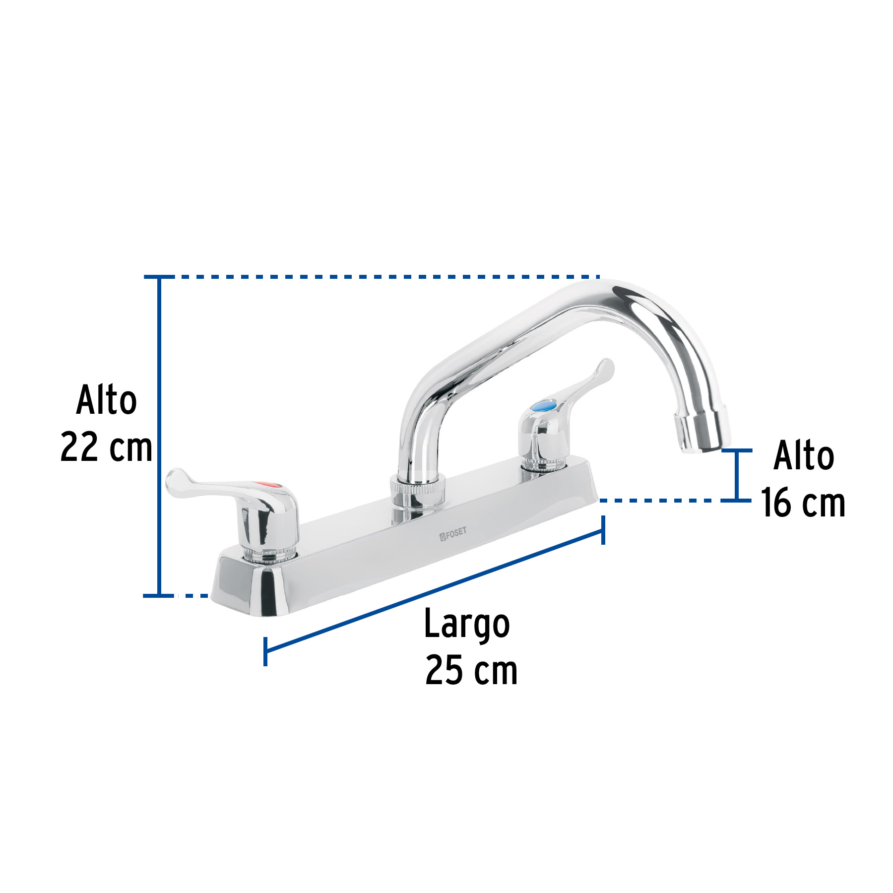 Mezcladora 8' fregadero cromo, cuello corto, palanca, BASIC - Imagen 4