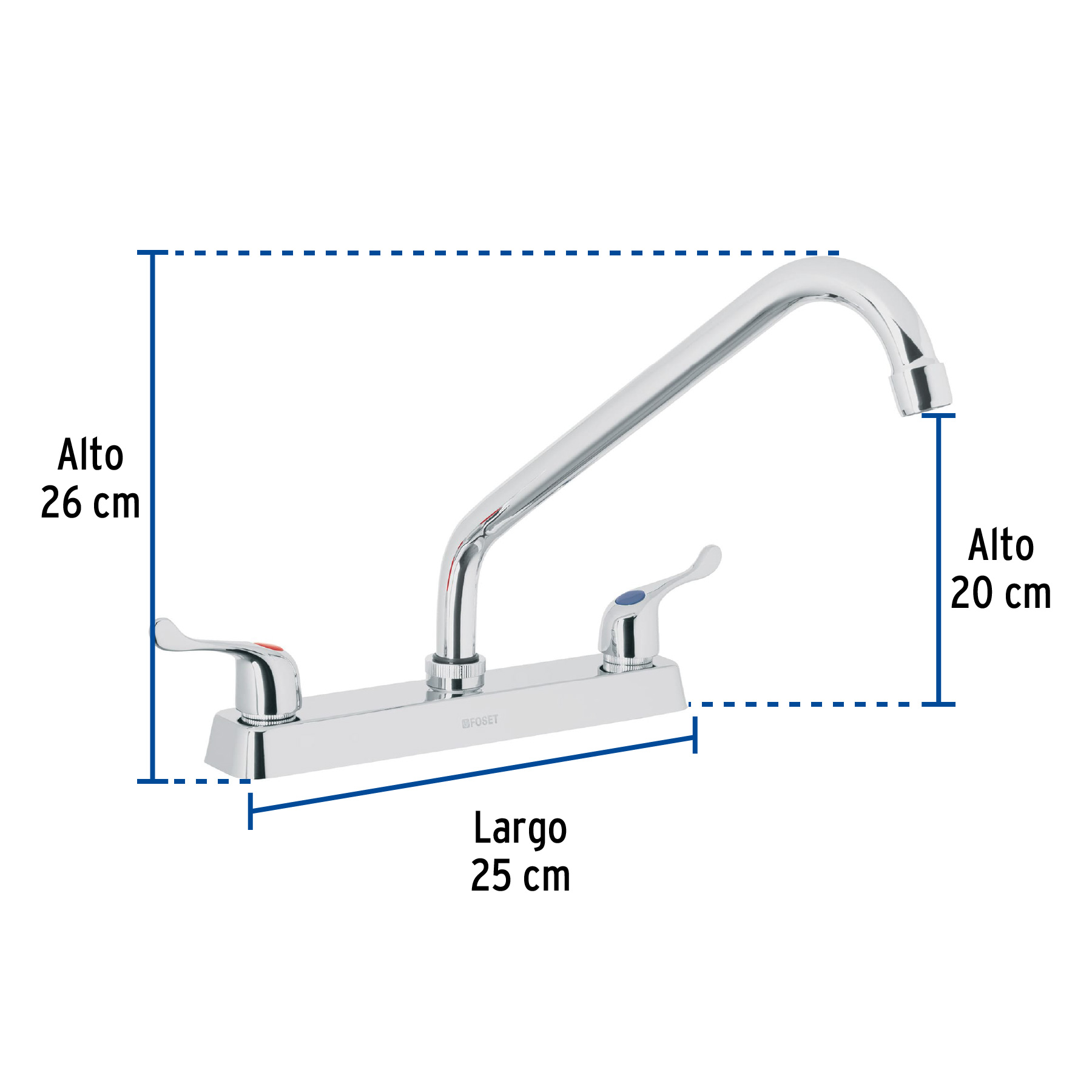 Mezcladora 8' fregadero cromo, cuello largo, palanca, BASIC - Imagen 4