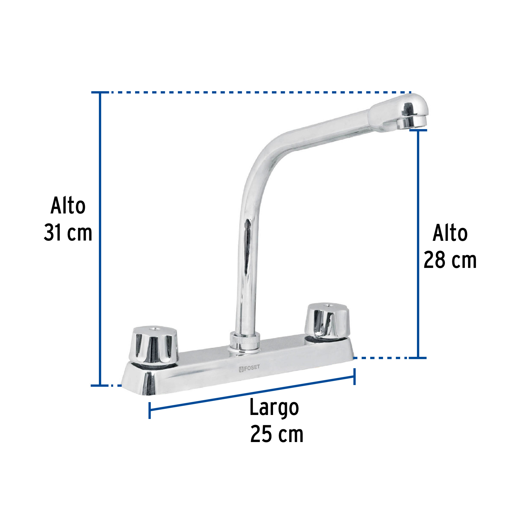 Mezcladora 8' fregadero cromo, cuello cobra,compresión,BASIC - Imagen 4