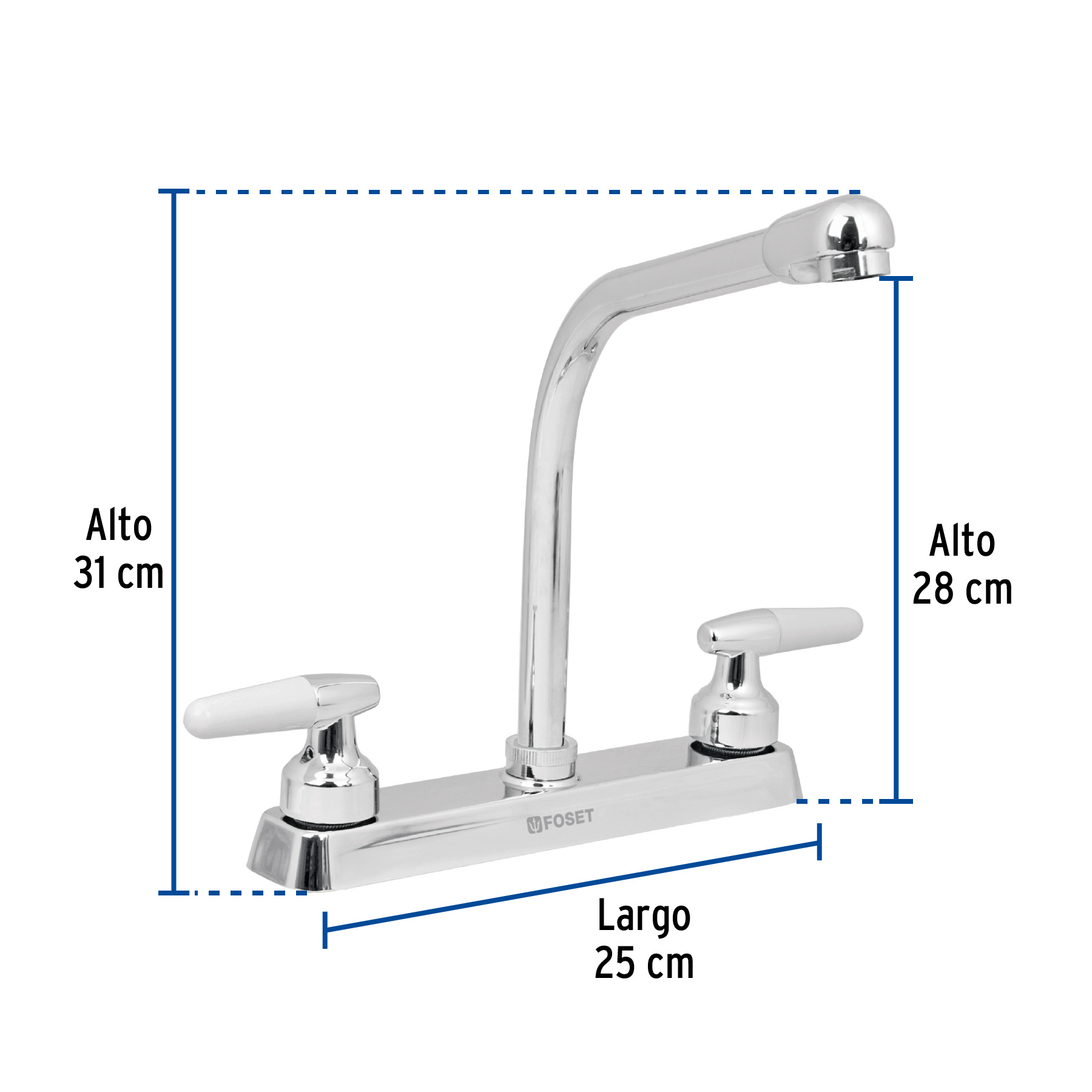 Mezcladora 8' fregadero cromo, cuello cobra, cono, BASIC - Imagen 4