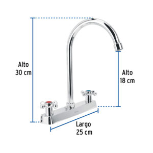 Mezcladora 8' fregadero cromo, cuello curvo, cruceta, BASIC - Imagen 4